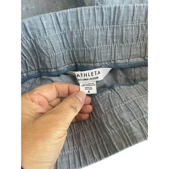 ATHLETA Women's Size 4 Light Blue Cabo 100% Linen Jogger Pants Drawstring Waist - Picture 7 of 13